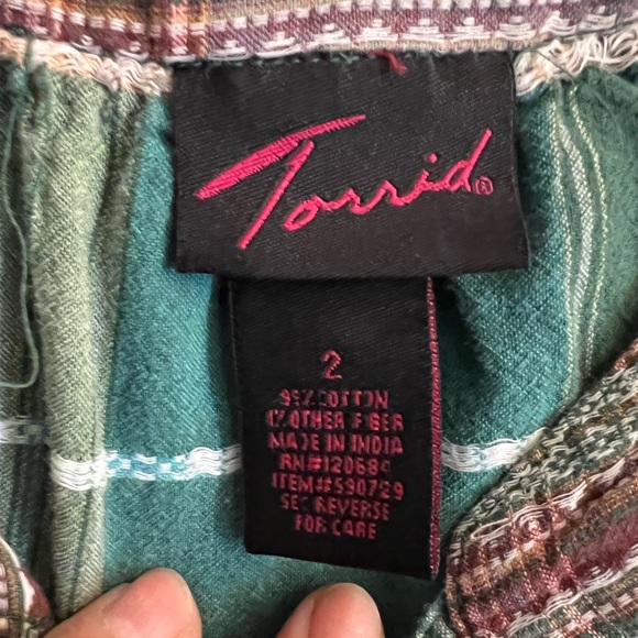 Torrid Green Plaid Blouse - Picture 5 of 6